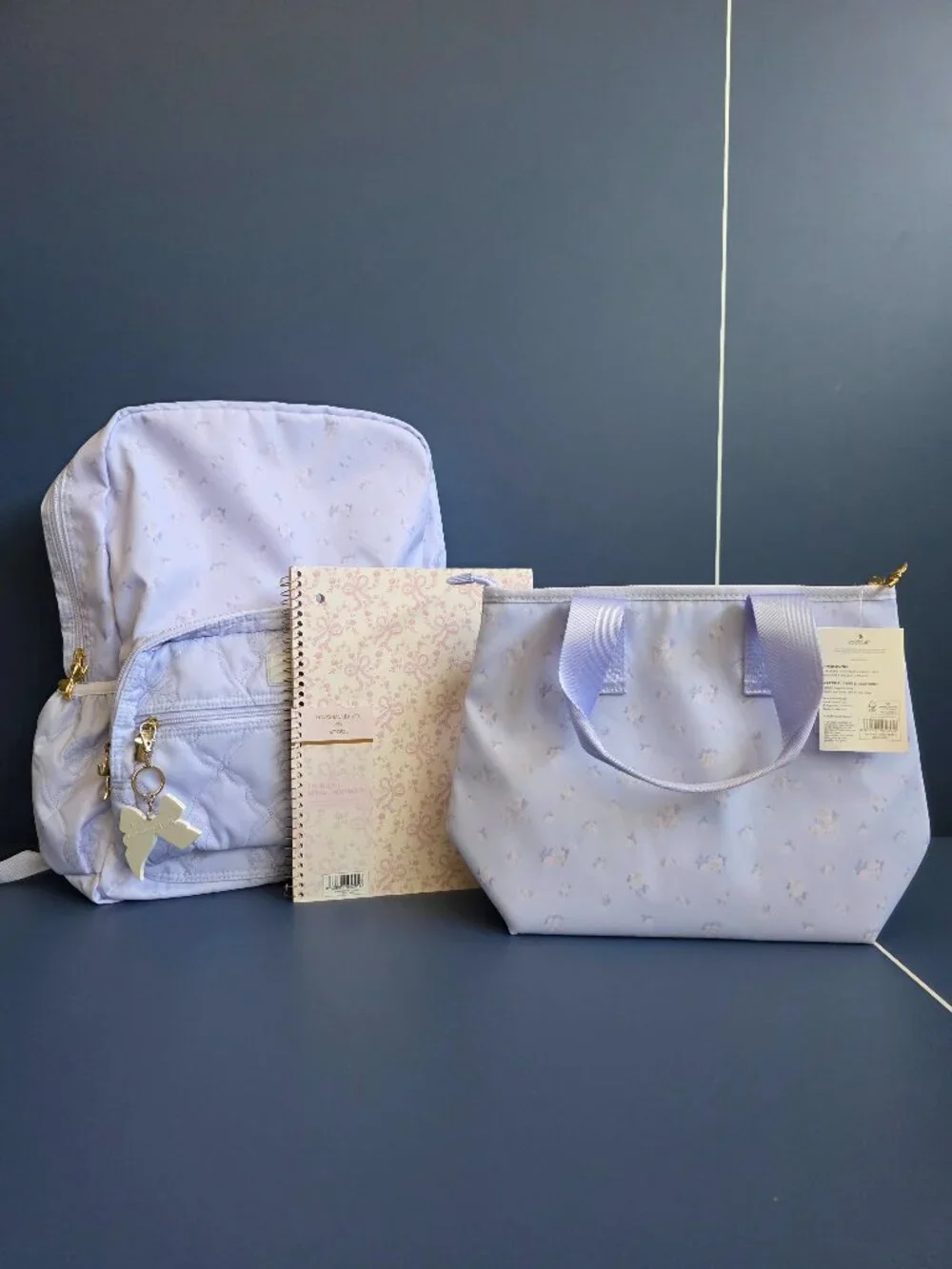 LoveShackFancy Target Yoobi Blue backpack lunch bag Everblooming Rosette 3 lot